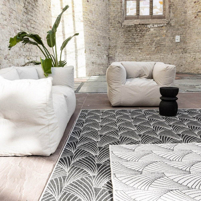 Interieur05 Buitenkleed Deco zwart|wit dubbelzijdig - 160 x 230 cm