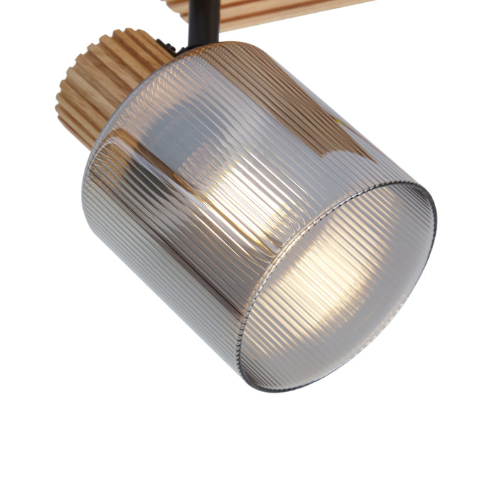 QAZQA Moderne spot hout met smoke glas draai- en kantelbaar - Gracy