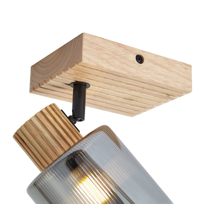 QAZQA Moderne spot hout met smoke glas draai- en kantelbaar - Gracy