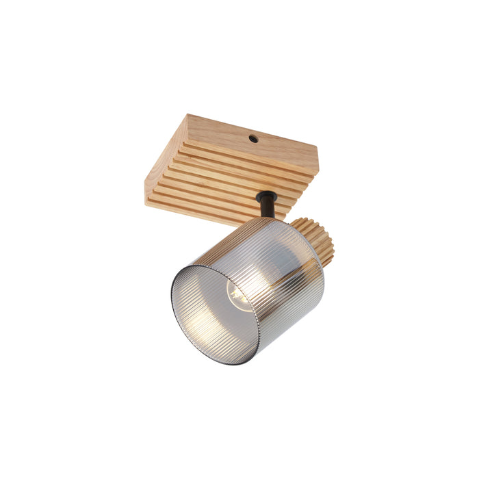 QAZQA Moderne spot hout met smoke glas draai- en kantelbaar - Gracy