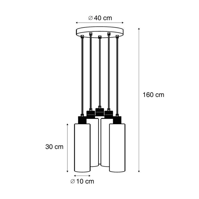 QAZQA Hotel Chique hanglamp donker brons met amber glas 5-lichts -