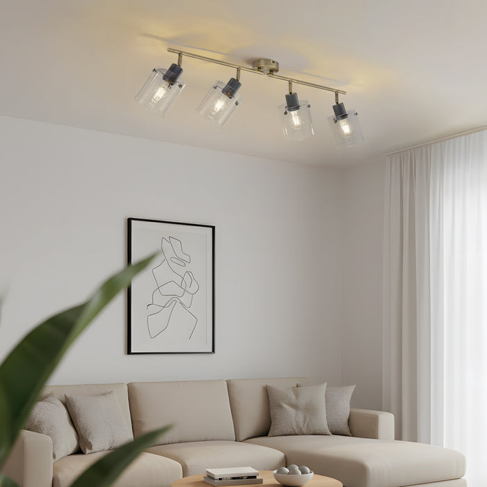 QAZQA Design plafondspot brons met helder glas 4-lichts - Domo