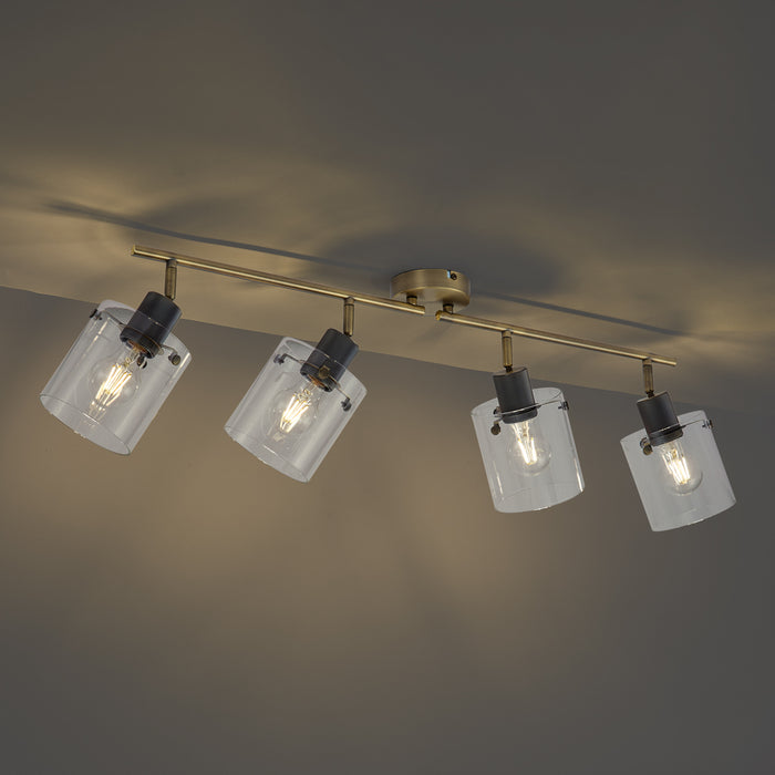 QAZQA Design plafondspot brons met helder glas 4-lichts - Domo