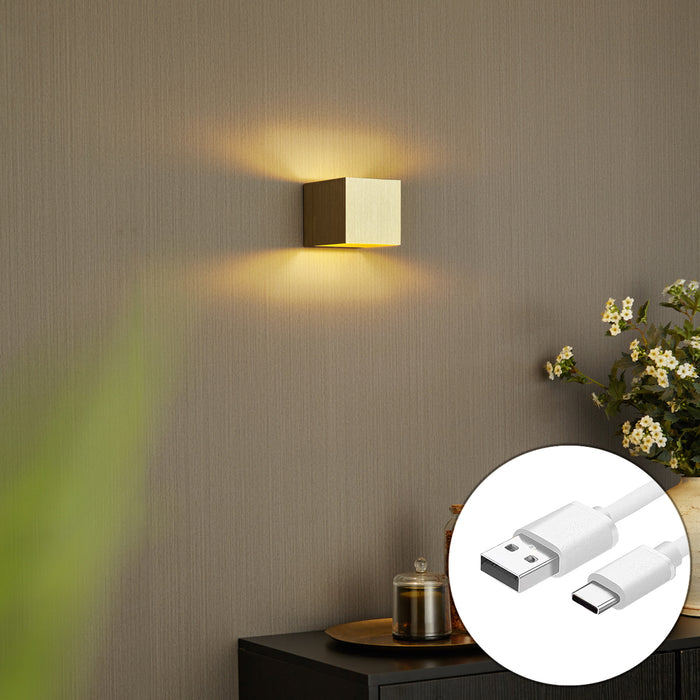 QAZQA Moderne wandlamp goud incl. LED en touch dimmer oplaadbaar -