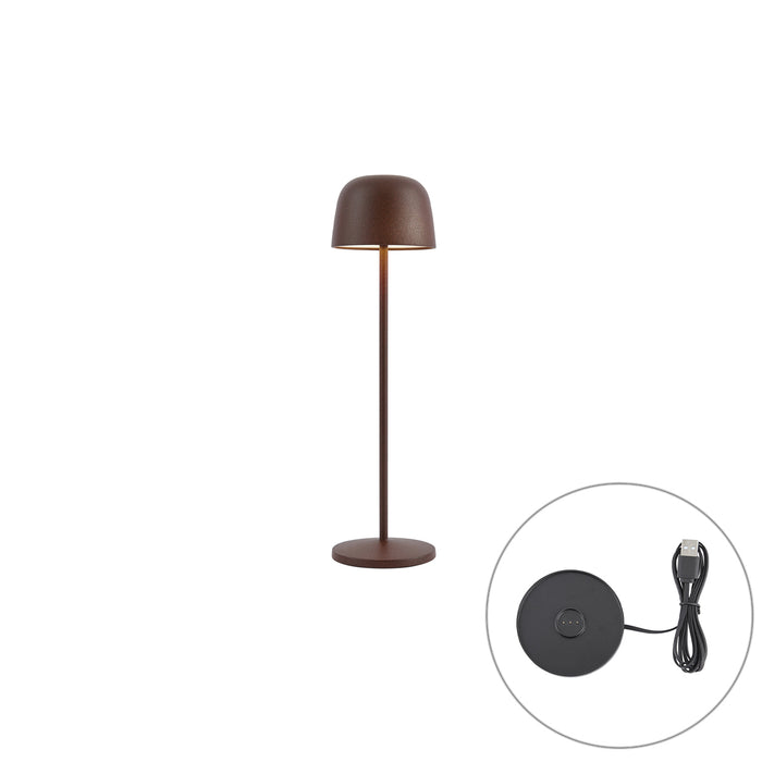 QAZQA Tafellamp roestbruin incl. LED oplaadbaar met laadstation IP65