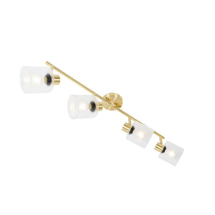QAZQA Plafondspot goud met glas 4-lichts verstelbaar - Laura