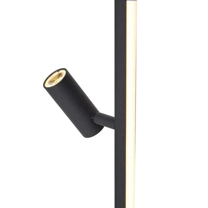 QAZQA Design vloerlamp zwart met leeslamp incl. LED met touch dimmer