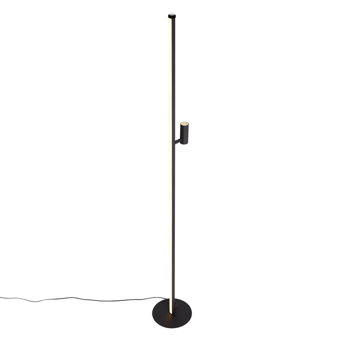 QAZQA Design vloerlamp zwart met leeslamp incl. LED met touch dimmer