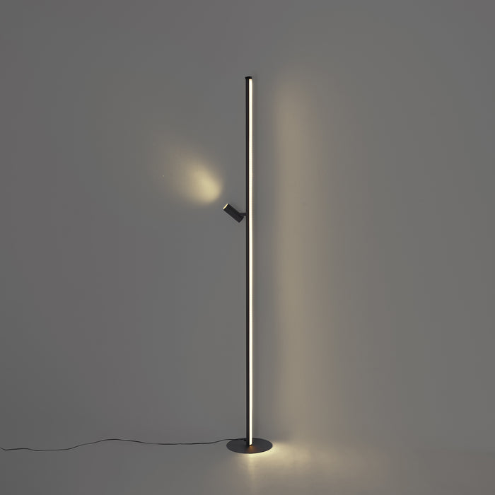 QAZQA Design vloerlamp zwart met leeslamp incl. LED met touch dimmer