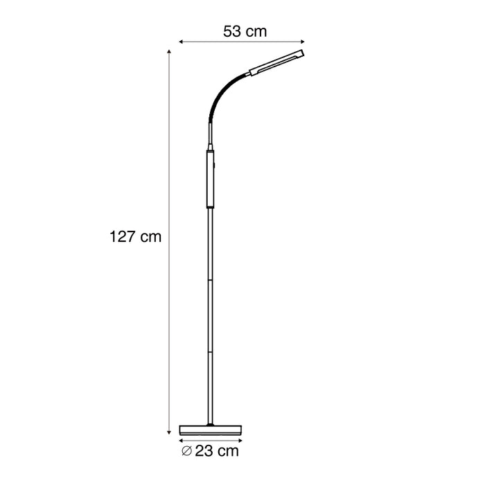 QAZQA Moderne vloerlamp staal incl. LED 3-staps dimbaar oplaadbaar -