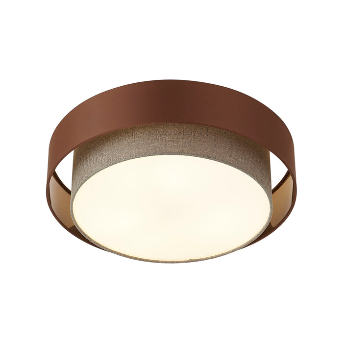 QAZQA Moderne plafonnière donker brons met taupe 50cm 3-lichts - Drum