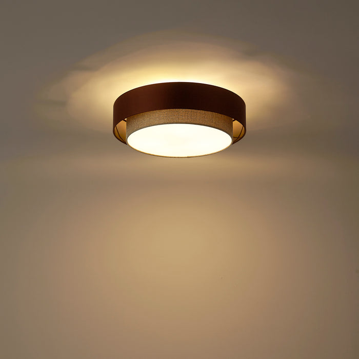 QAZQA Moderne plafonnière donker brons met taupe 50cm 3-lichts - Drum