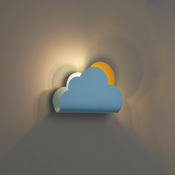 QAZQA Kinder wandlamp blauw wolk met zon - Cloudy