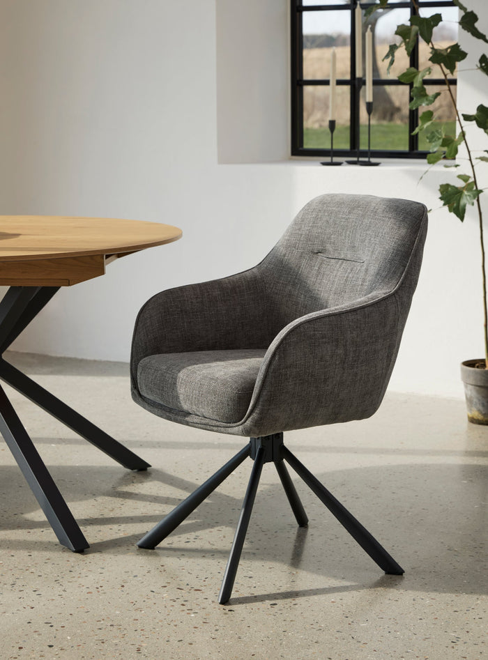 Morwen Eetkamerstoel - Set van 2 - Grijs met metalen poot