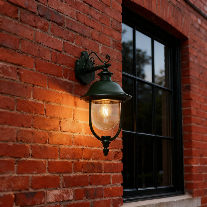 QAZQA Klassieke buiten wandlamp donkergroen met helder glas - Genoa
