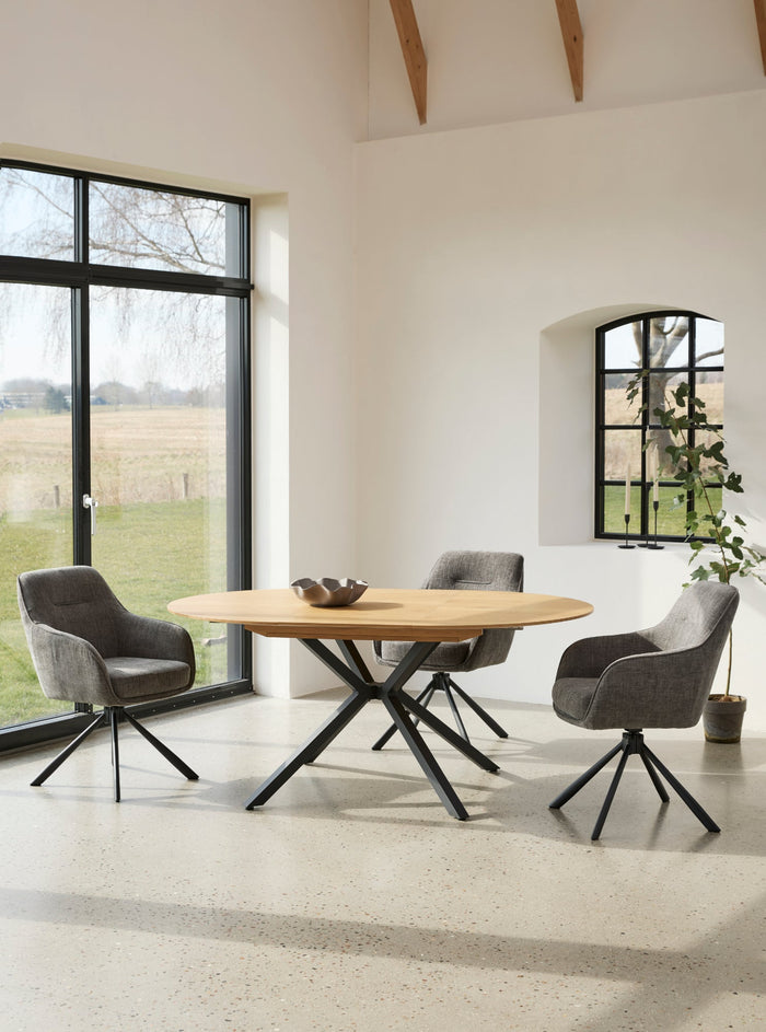 Morwen Eetkamerstoel - Set van 2 - Grijs met metalen poot