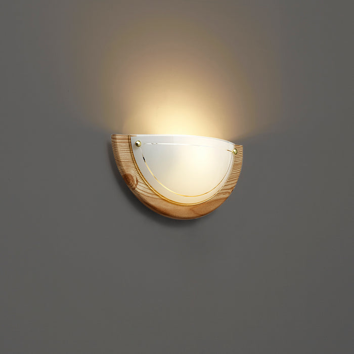 QAZQA Klassieke wandlamp naturel met wit glas - Mesiac
