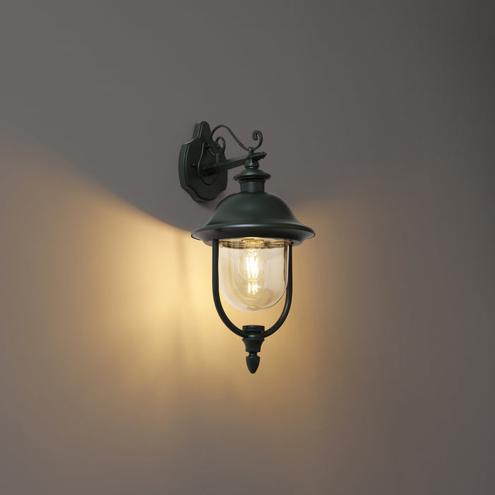 QAZQA Klassieke buiten wandlamp donkergroen met helder glas - Genoa