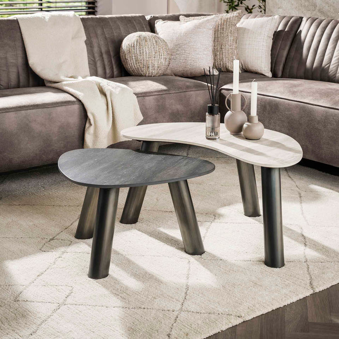 Giga Meubel - Salontafel Organisch Zwart|Grijs - Set Van 2 - Twin