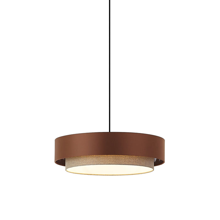 QAZQA Moderne hanglamp donker brons met taupe 50cm 3-lichts - Drum