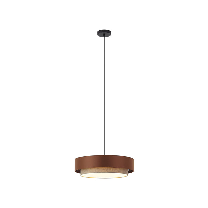 QAZQA Moderne hanglamp donker brons met taupe 50cm 3-lichts - Drum