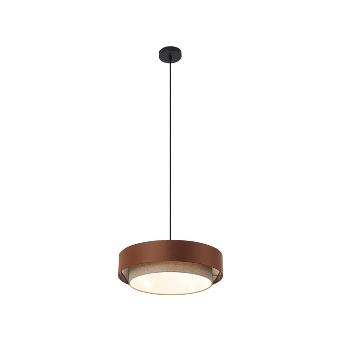 QAZQA Moderne hanglamp donker brons met taupe 50cm 3-lichts - Drum