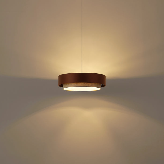 QAZQA Moderne hanglamp donker brons met taupe 50cm 3-lichts - Drum