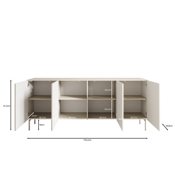 Meubella - Marajo - Dressoir - Zwart - 195 cm