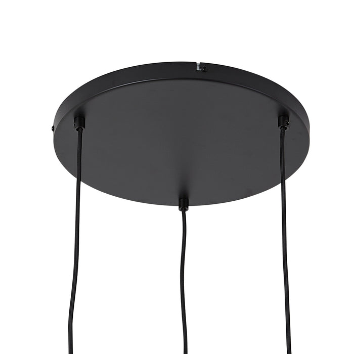 QAZQA Hanglamp zwart met amber en smoke en helder glas 3-lichts -