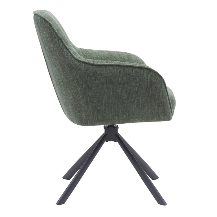 Morwen Eetkamerstoel - Set van 2 - Groen met metalen poot