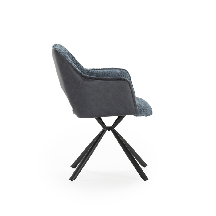 Calicosy - MARIEL Set van 2 Eetkamerstoelen - H47 cm - Blauw