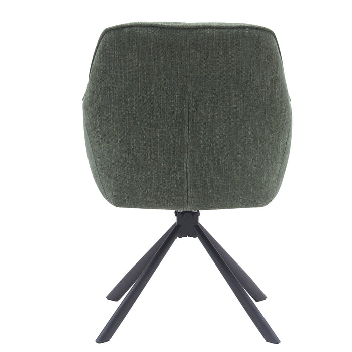 Morwen Eetkamerstoel - Set van 2 - Groen met metalen poot