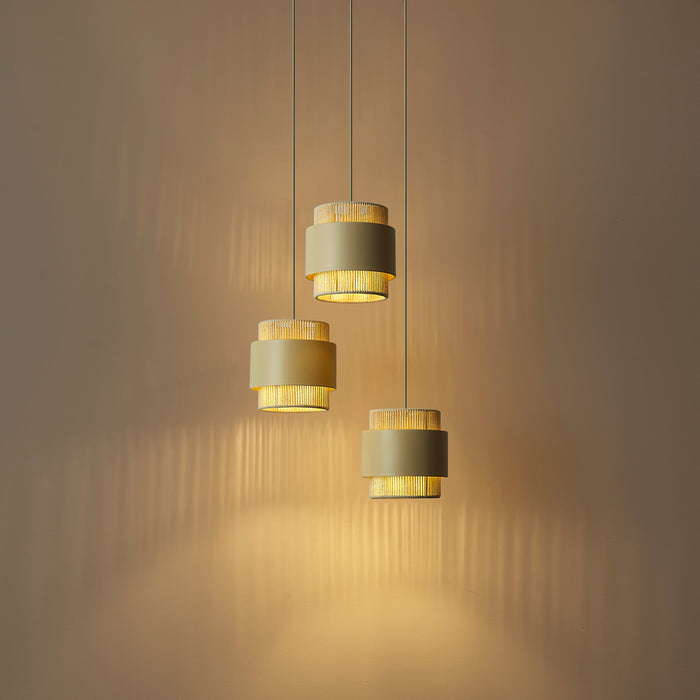 QAZQA Moderne hanglamp beige met goud 3-lichts - Kora