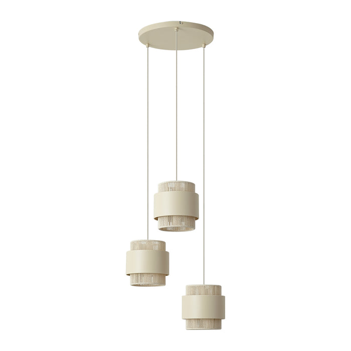 QAZQA Moderne hanglamp beige met goud 3-lichts - Kora
