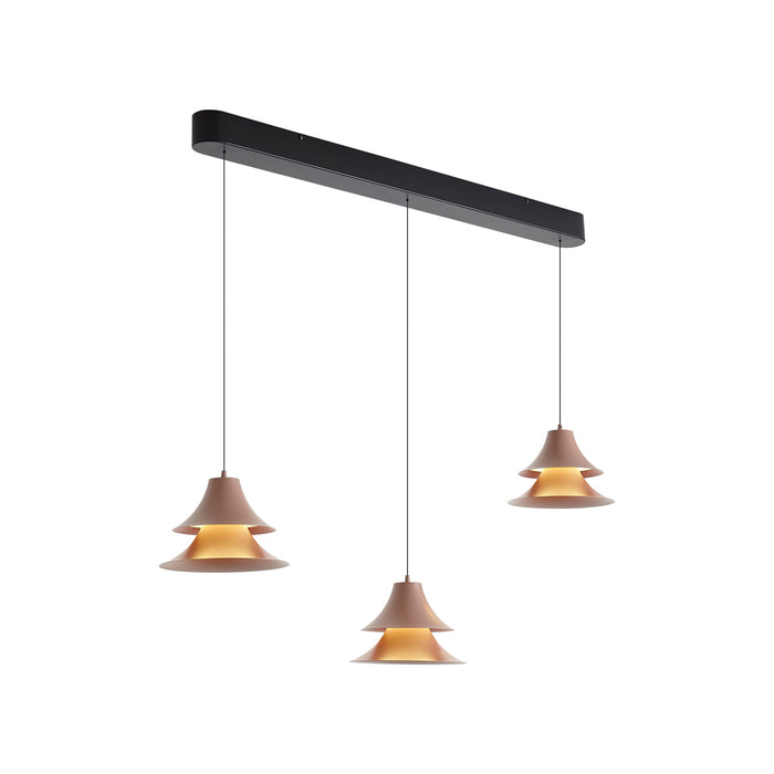 QAZQA Hanglamp zwart met mokka incl. LED 3-staps dimbaar 3-lichts