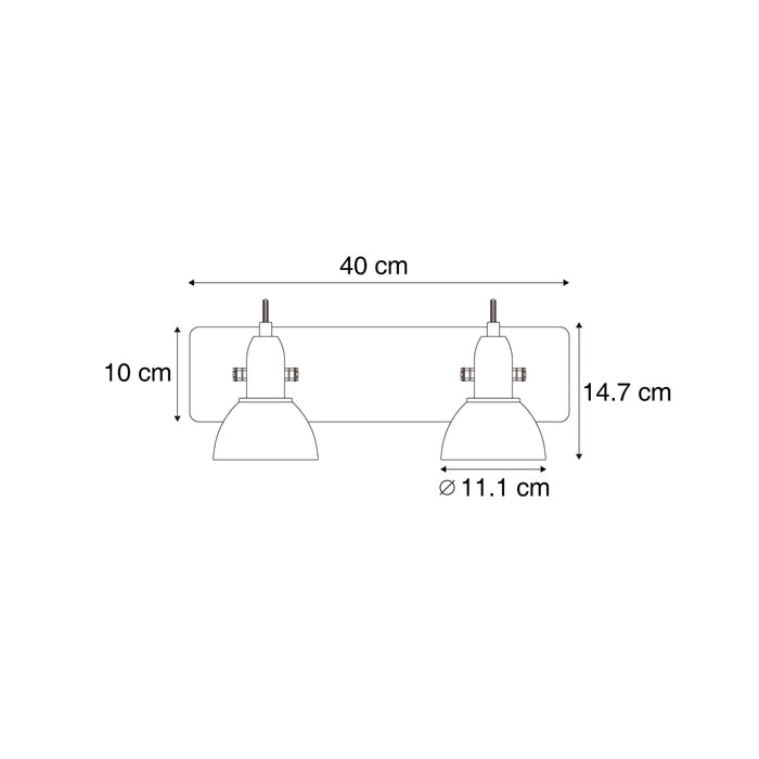 QAZQA Plafondspot zwart met hout 2-lichts draai- en kantelbaar -