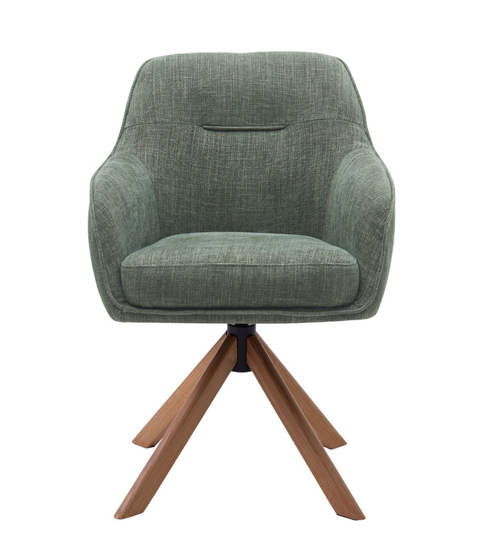 Morwen Eetkamerstoel - Set van 2 - Groen met houten poot