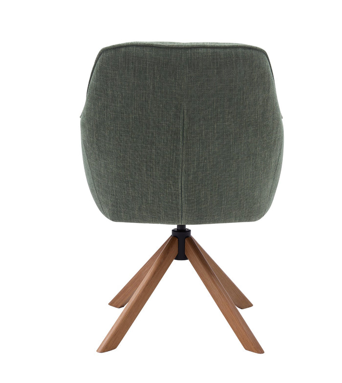 Morwen Eetkamerstoel - Set van 2 - Groen met houten poot