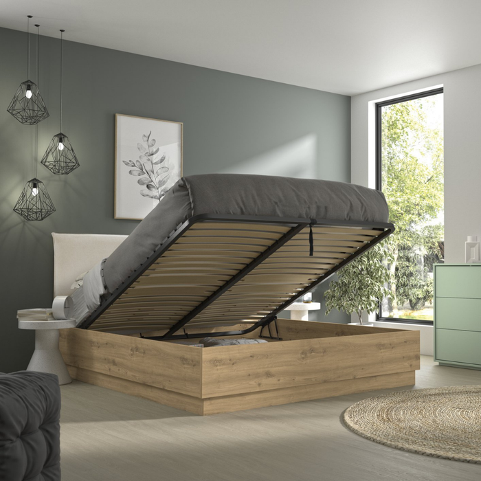 Calicosy - TIDY Opbergbed met hoofdbord - H101 cm - Licht hout