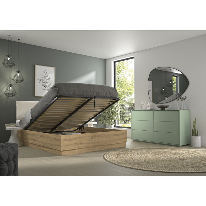 Calicosy - TIDY Opbergbed met hoofdbord - H101 cm - Licht hout