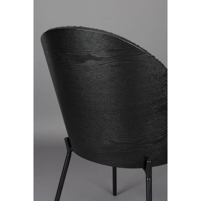 Dutchbone Rodin Eetkamerstoelen Bouclé Zwart - Set van 2