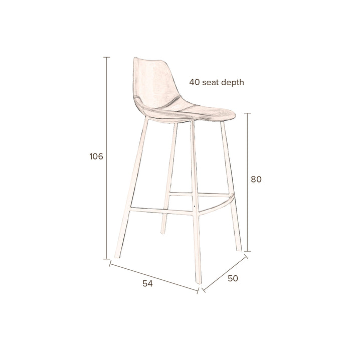 Dutchbone Franky Barkrukken Blauw 80 cm - Set van 2