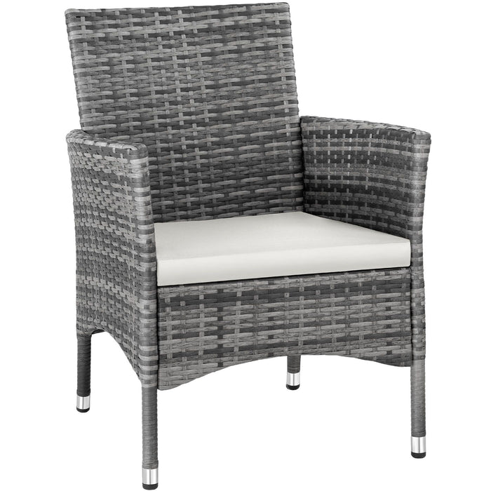 tectake® 2 Wicker tuinstoelen met 4 kussenhoezen - Grijs|lichtgrijs