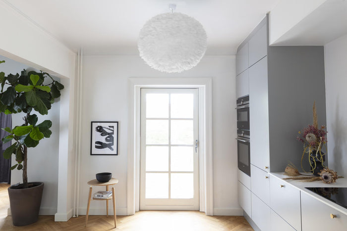 Umage Eos XL hanglamp Ø75 wit snoer, lichtbruin