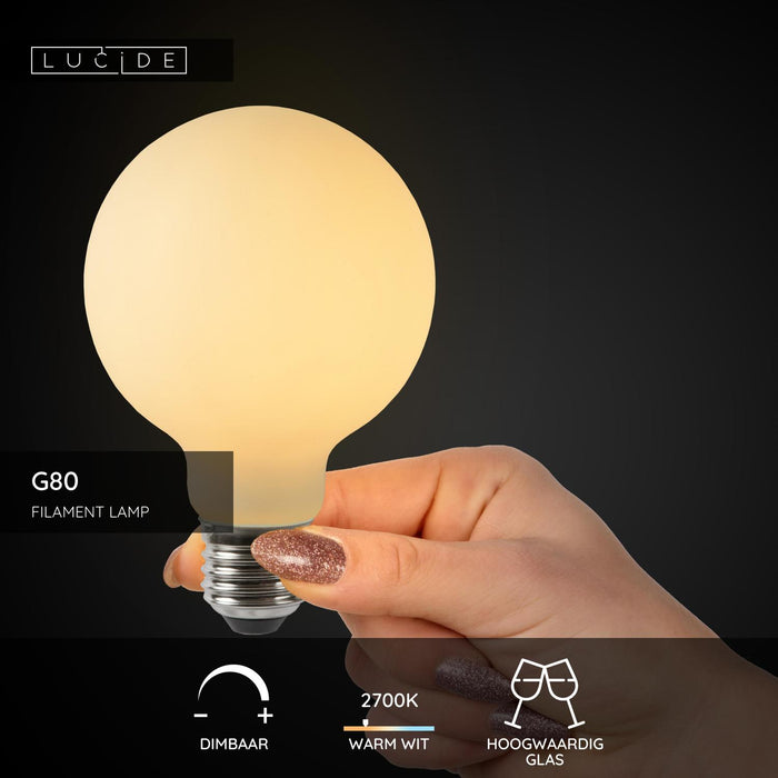 Lucide G80 Filament lamp - Opaal (set van 2)