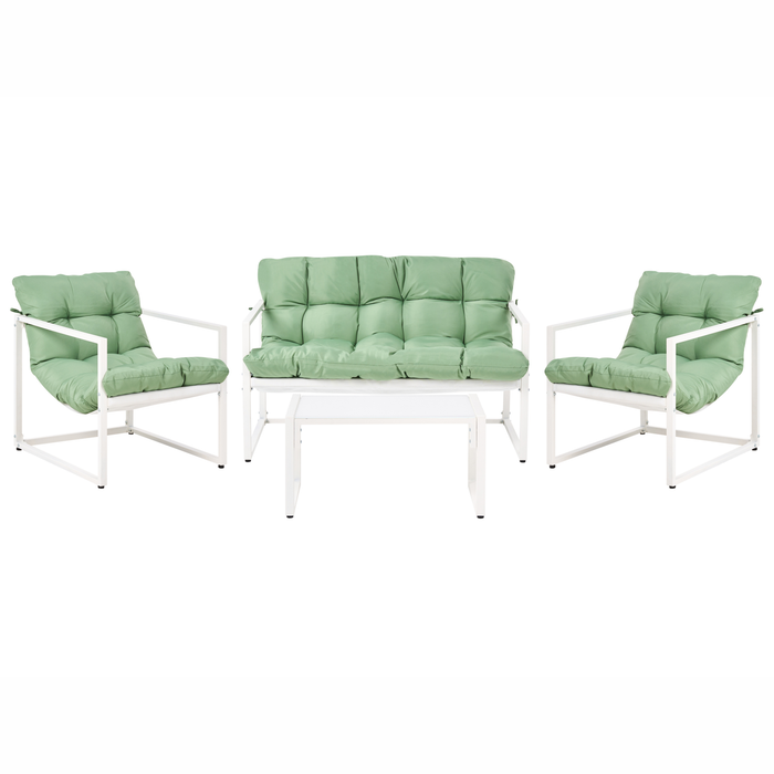 Beliani - GARDA - Loungeset - Groen|Wit - Staal