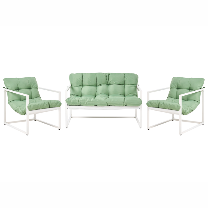 Beliani - GARDA - Loungeset - Groen|Wit - Staal