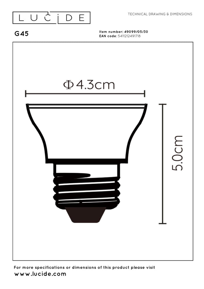 Lucide G45 Led lamp - Zwart (set van 3)