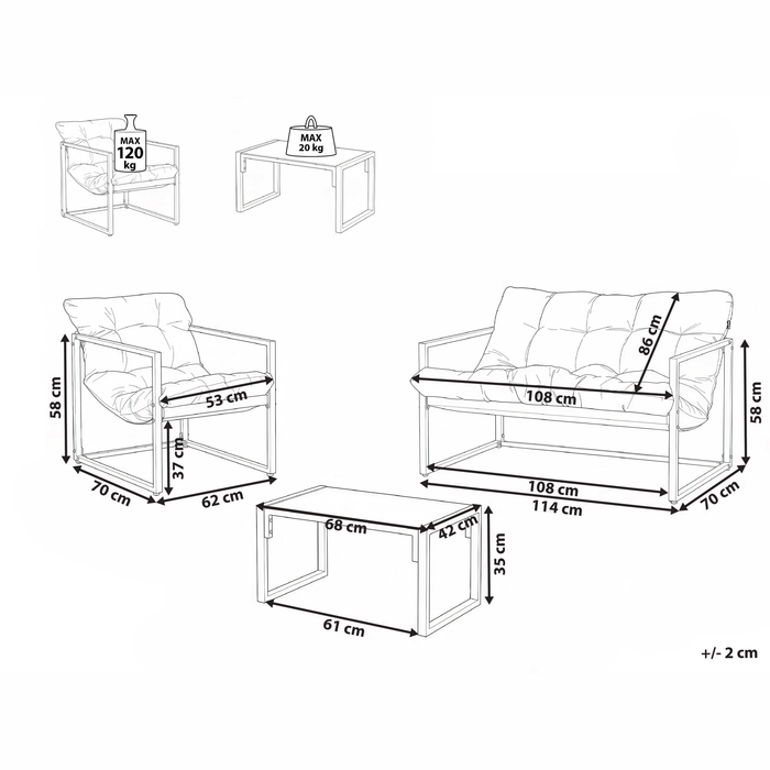 Beliani - GARDA - Loungeset - Groen|Wit - Staal