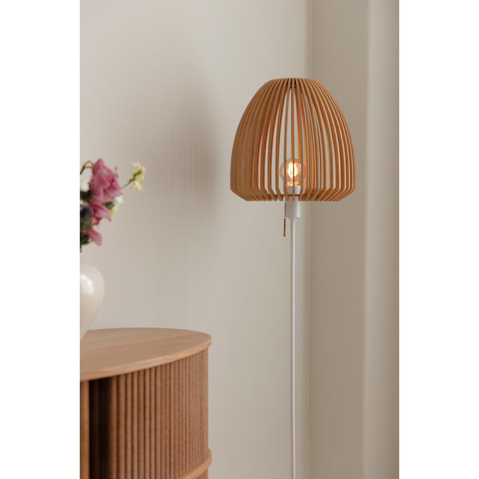 Umage Clava Wood vloerlamp wit onderstel, donker eiken
